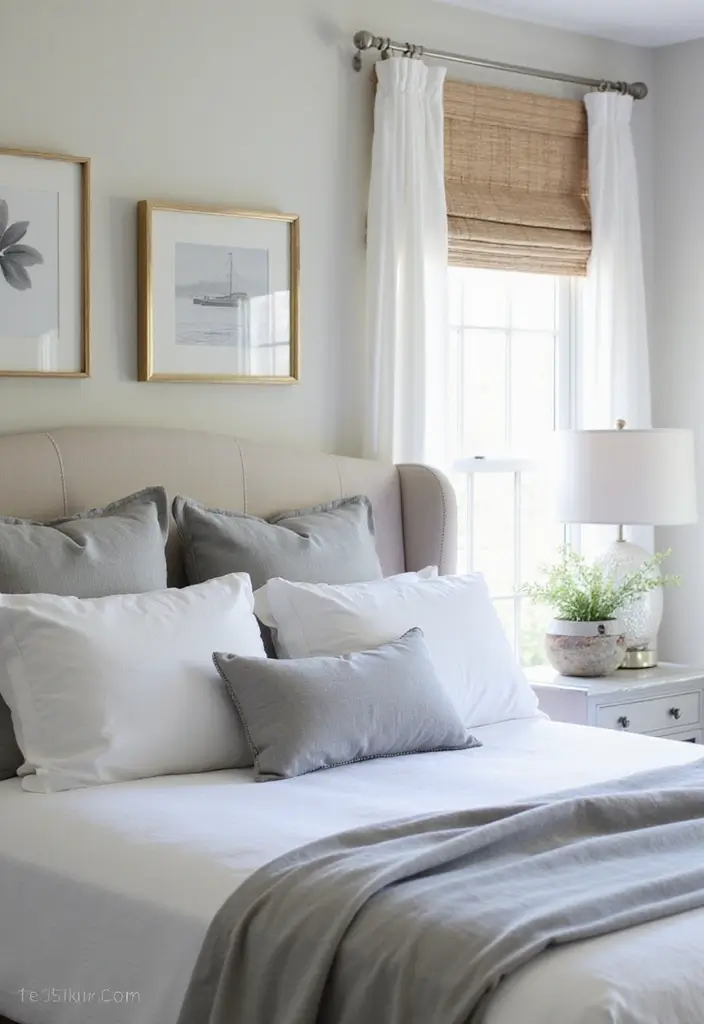 30+ Modern Coastal Bedroom Ideas That Feel Relaxed and Chic 16 30+ Modern Coastal Bedroom Ideas That Feel Relaxed and Chic - 16. Soft Gray Accents