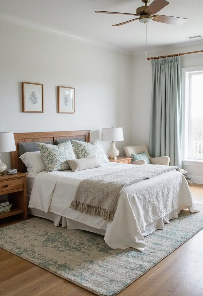 30+ Modern Coastal Bedroom Ideas That Feel Relaxed and Chic 18 30+ Modern Coastal Bedroom Ideas That Feel Relaxed and Chic - 18. Ocean-Inspired Rugs