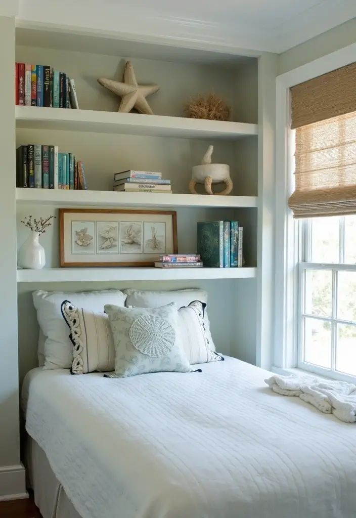 30+ Modern Coastal Bedroom Ideas That Feel Relaxed and Chic 22 30+ Modern Coastal Bedroom Ideas That Feel Relaxed and Chic - 22. Customizable Shelving