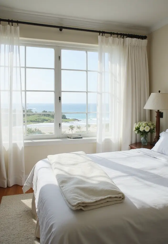 30+ Modern Coastal Bedroom Ideas That Feel Relaxed and Chic 9 30+ Modern Coastal Bedroom Ideas That Feel Relaxed and Chic - 9. Large Windows and Natural Light