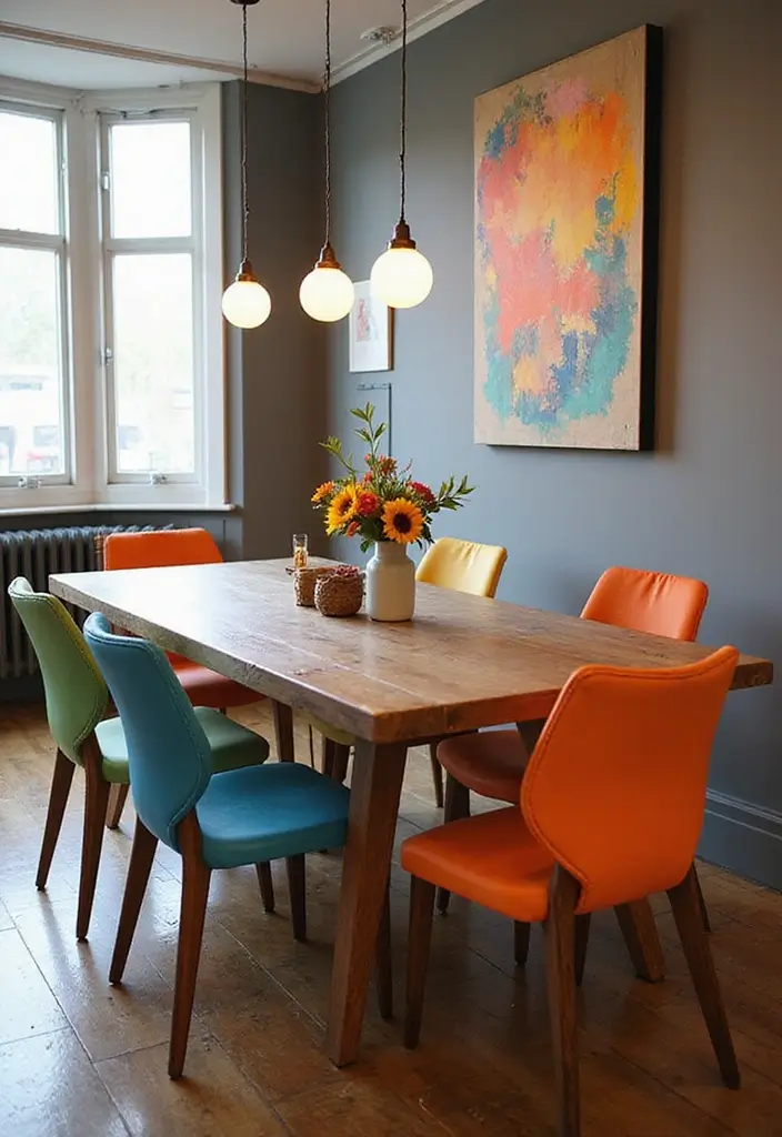 30+ Modern Dining Room Ideas for Contemporary Elegance 15 30+ Modern Dining Room Ideas for Contemporary Elegance - 15. Colorful Chair Choices