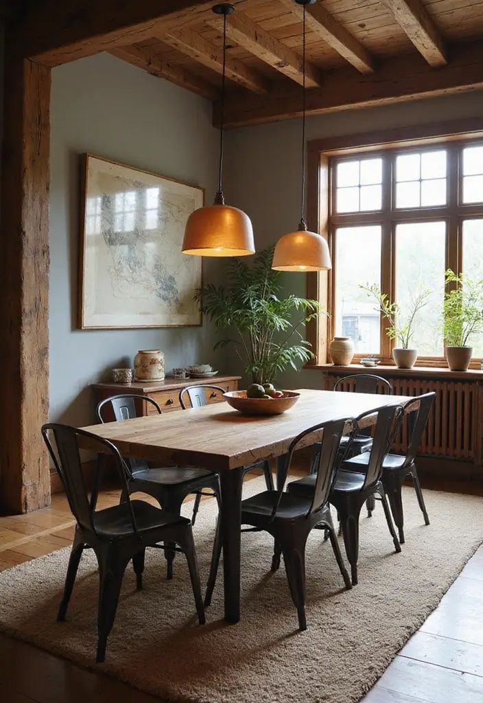 30+ Modern Dining Room Ideas for Contemporary Elegance 25 30+ Modern Dining Room Ideas for Contemporary Elegance - 25. Rustic Modern Fusion