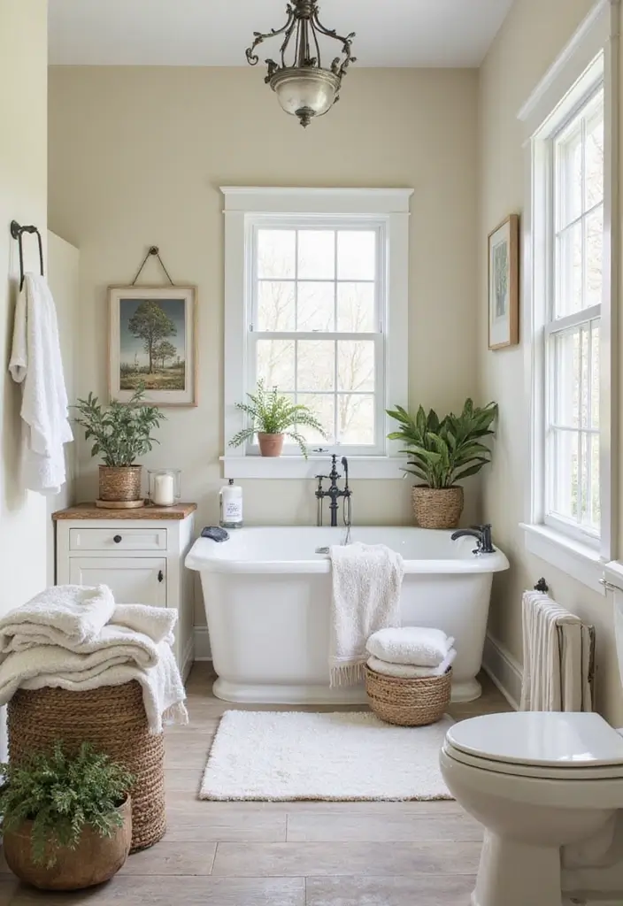 30+ Modern Farmhouse Bathroom Ideas That Balance Cozy and Sleek 15 30+ Modern Farmhouse Bathroom Ideas That Balance Cozy and Sleek - 15. Farmhouse Style Accessories