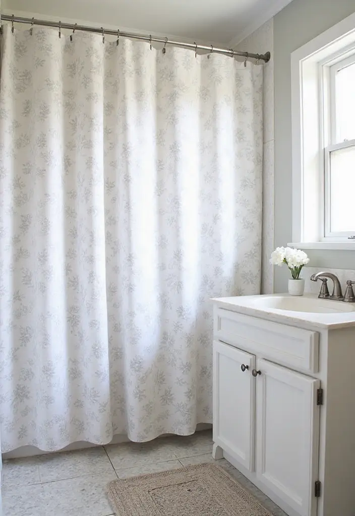 30+ Modern Farmhouse Bathroom Ideas That Balance Cozy and Sleek 16 30+ Modern Farmhouse Bathroom Ideas That Balance Cozy and Sleek - 16. Smart Shower Curtains