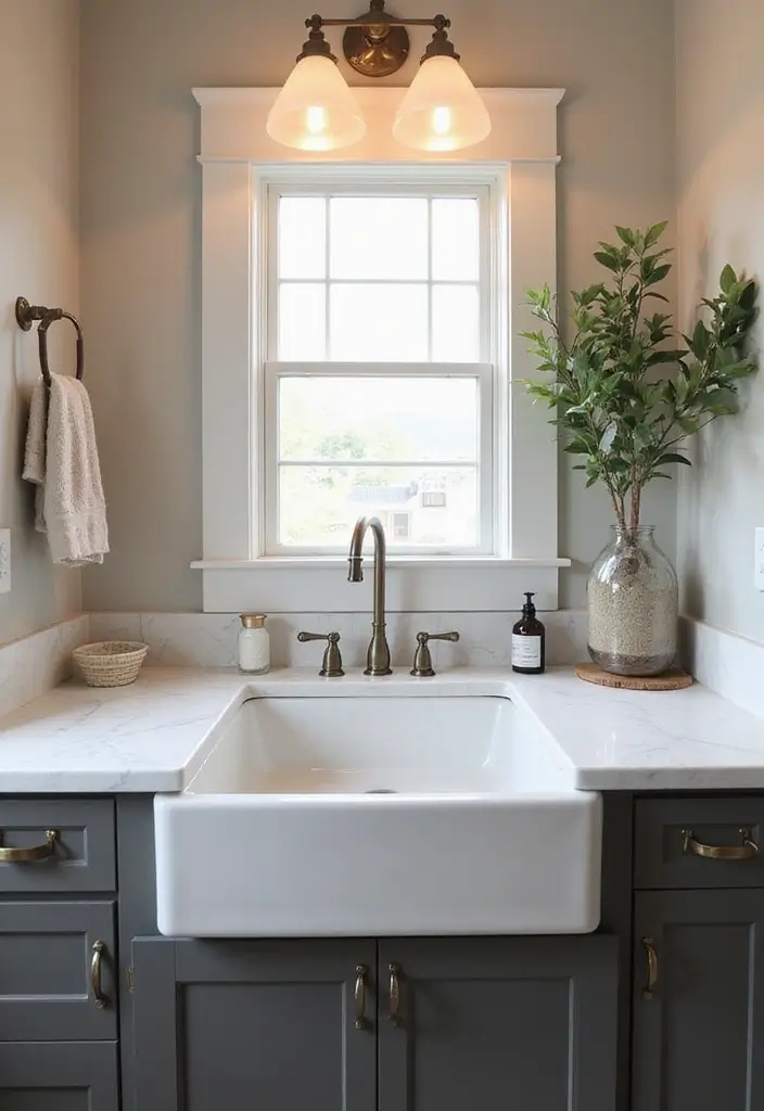 30+ Modern Farmhouse Bathroom Ideas That Balance Cozy and Sleek 2 30+ Modern Farmhouse Bathroom Ideas That Balance Cozy and Sleek - 2. Farmhouse Sink Ideas
