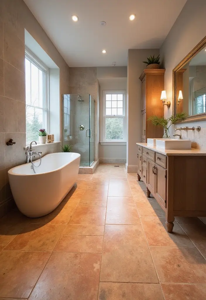 30+ Modern Farmhouse Bathroom Ideas That Balance Cozy and Sleek 28 30+ Modern Farmhouse Bathroom Ideas That Balance Cozy and Sleek - 28. Heated Floors