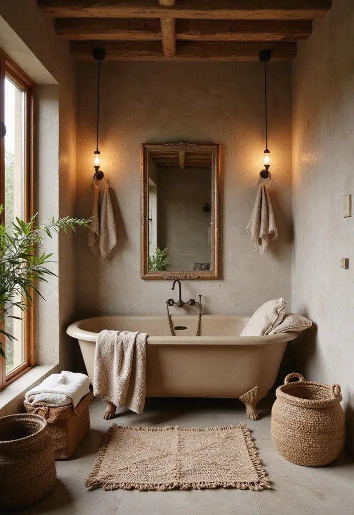 30+ Modern Farmhouse Bathroom Ideas That Balance Cozy and Sleek 3 30+ Modern Farmhouse Bathroom Ideas That Balance Cozy and Sleek - 3. Cozy Textures