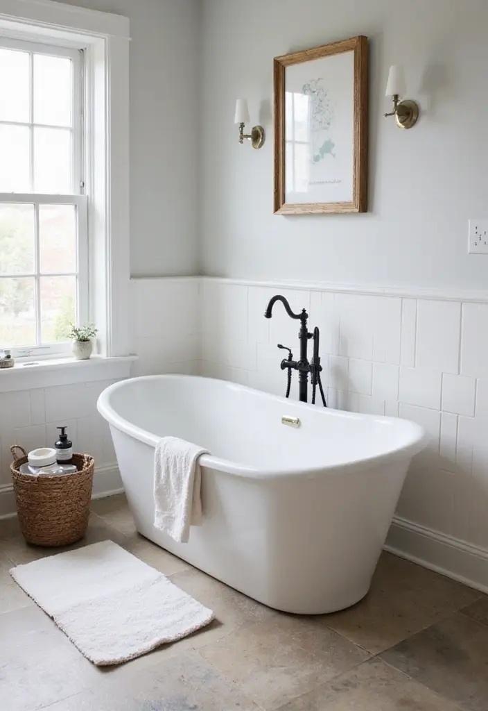 30+ Modern Farmhouse Bathroom Ideas That Balance Cozy and Sleek 6 30+ Modern Farmhouse Bathroom Ideas That Balance Cozy and Sleek - 6. Stylish Bathtub Choices