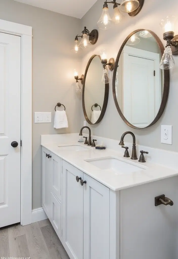 30+ Modern Farmhouse Bathroom Ideas That Balance Cozy and Sleek 7 30+ Modern Farmhouse Bathroom Ideas That Balance Cozy and Sleek - 7. Vintage-Inspired Hardware