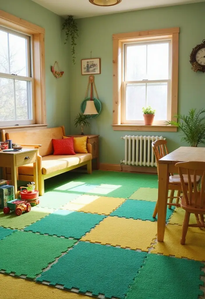 30+ Modern Flooring Ideas That Redefine Your Home 14 30+ Modern Flooring Ideas That Redefine Your Home - 14. Green Carpet Tiles: Sustainable Softness