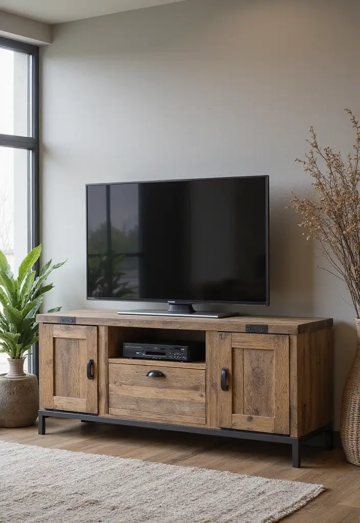 30+ Modern TV Unit Designs That Upgrade Your Living Room 10 30+ Modern TV Unit Designs That Upgrade Your Living Room - 10. Modern Rustic Units