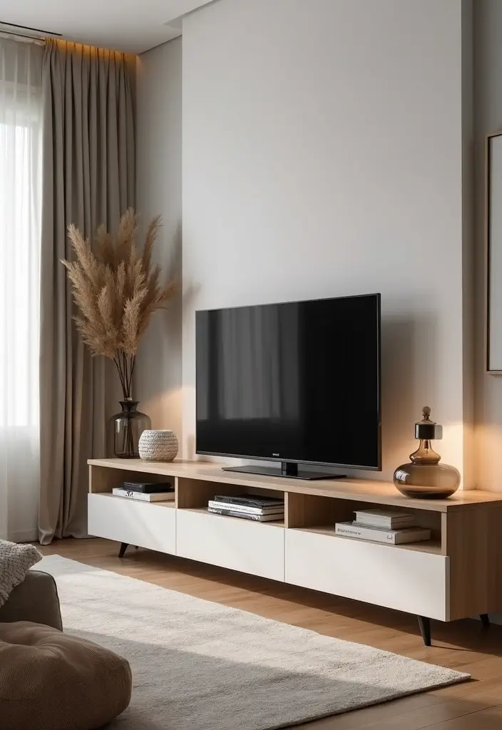 30+ Modern TV Unit Designs That Upgrade Your Living Room 18 30+ Modern TV Unit Designs That Upgrade Your Living Room - 18. Low-profile Units