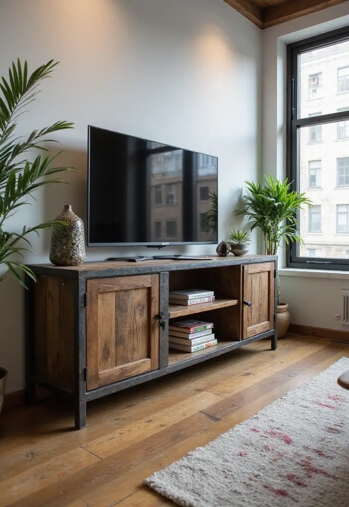 30+ Modern TV Unit Designs That Upgrade Your Living Room 2 30+ Modern TV Unit Designs That Upgrade Your Living Room - 2. Industrial-Styled Units
