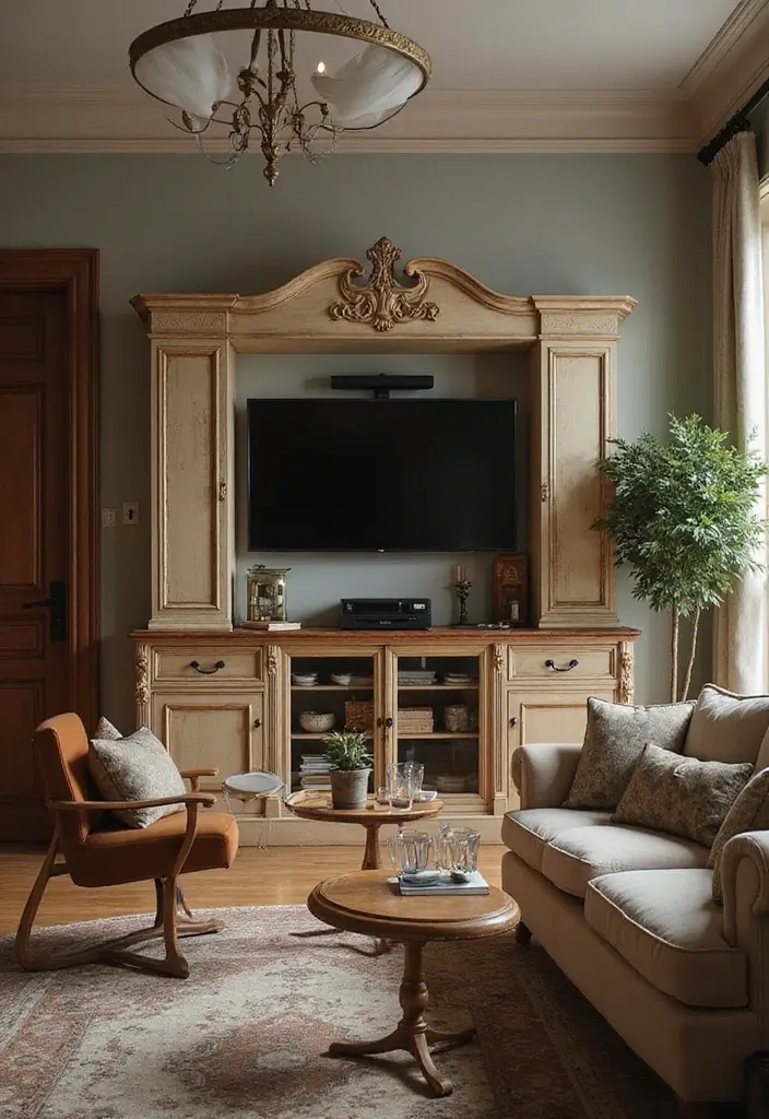 30+ Modern TV Unit Designs That Upgrade Your Living Room 4 30+ Modern TV Unit Designs That Upgrade Your Living Room - 4. Vintage-Inspired Units