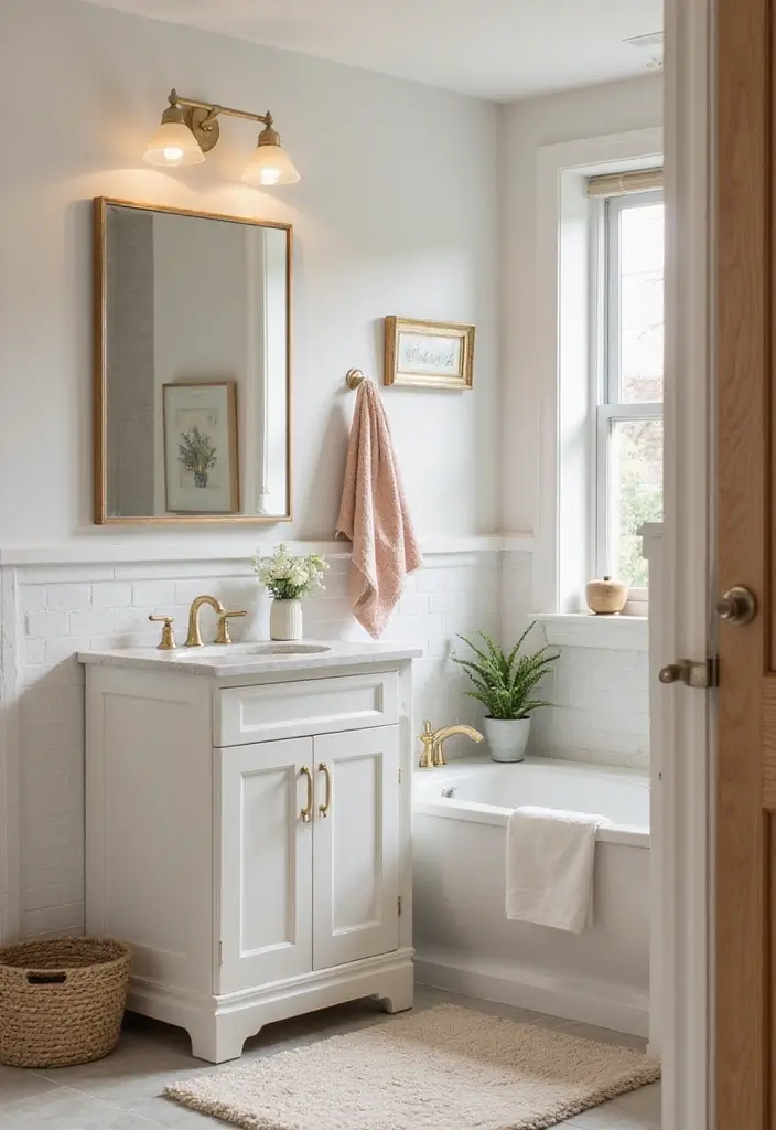 30+ Small Modern Bathroom Ideas That Look Spacious and Elegant 21 30+ Small Modern Bathroom Ideas That Look Spacious and Elegant - 21. Soft Color Accents