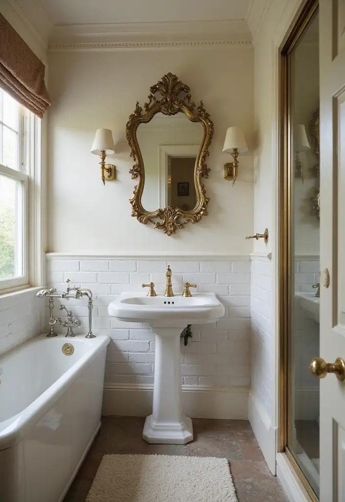 30+ Small Modern Bathroom Ideas That Look Spacious and Elegant 23 30+ Small Modern Bathroom Ideas That Look Spacious and Elegant - 23. Vintage Touches