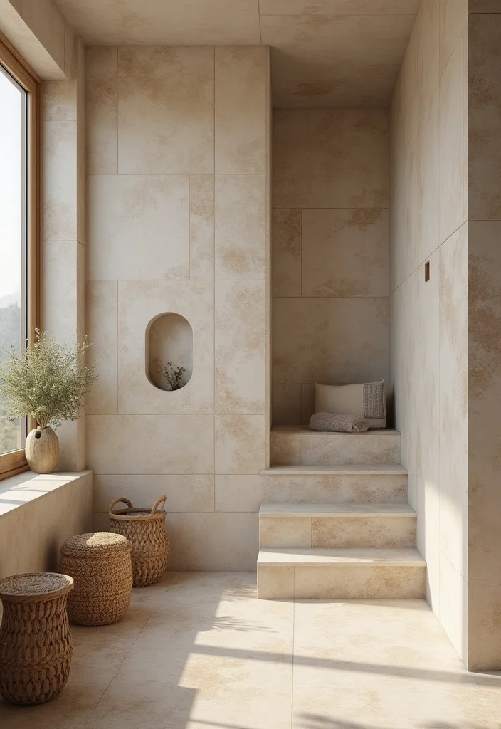 10 Beige Tile Bathroom Ideas for Calm Elegant Spaces 45 10 Beige Tile Bathroom Ideas for Calm Elegant Spaces - 5. Sandstone Effect Tiles