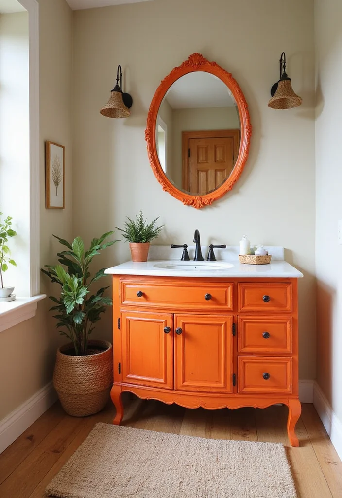 10 Corner Bathroom Vanity Ideas to Maximize Small Spaces 34 10 Corner Bathroom Vanity Ideas to Maximize Small Spaces - 4. Colorful Pop of Personality