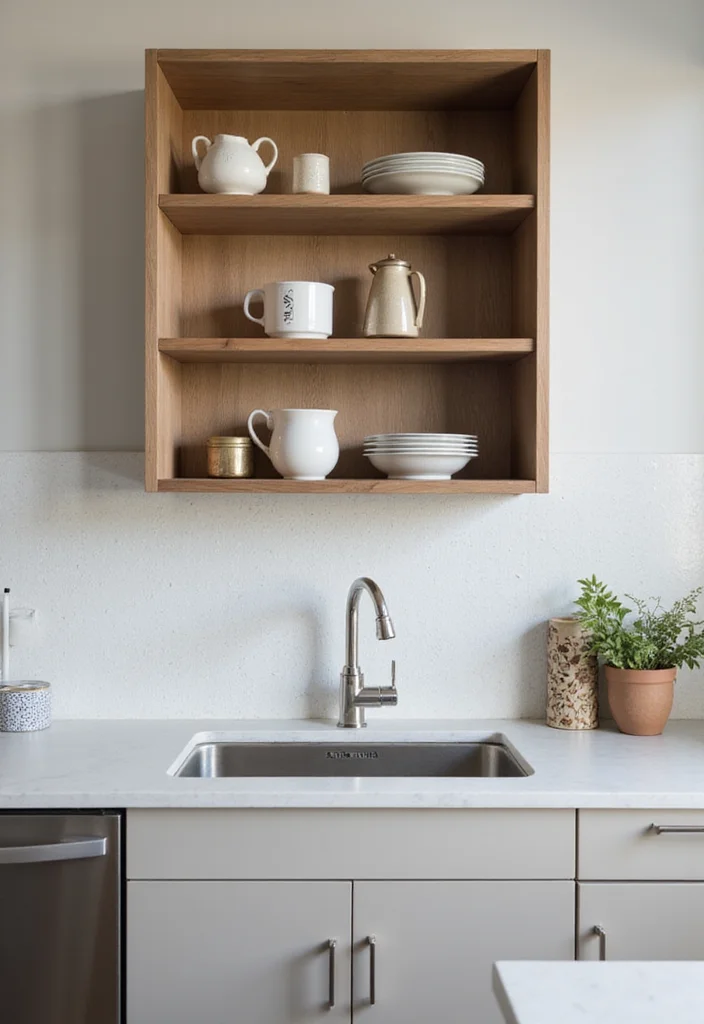 12 Above Kitchen Sink Ideas to Add Style and Function 111 12 Above Kitchen Sink Ideas to Add Style and Function - 11. Built-in Small Shelf