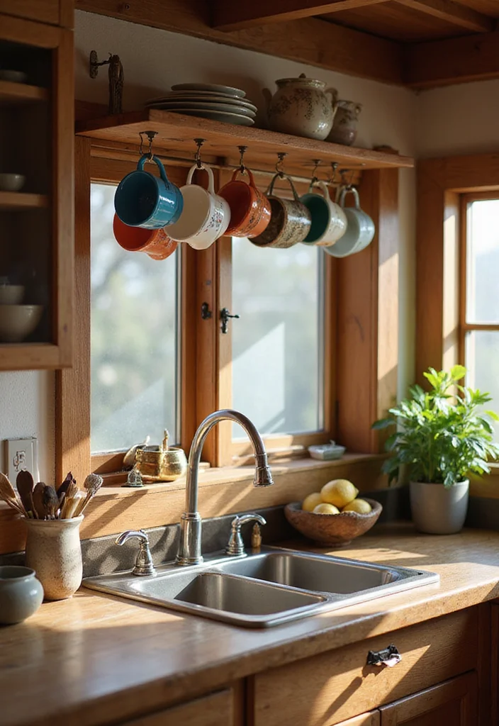 12 Above Kitchen Sink Ideas to Add Style and Function 12 12 Above Kitchen Sink Ideas to Add Style and Function - 2. Stylish Mug Rack for Quick Access