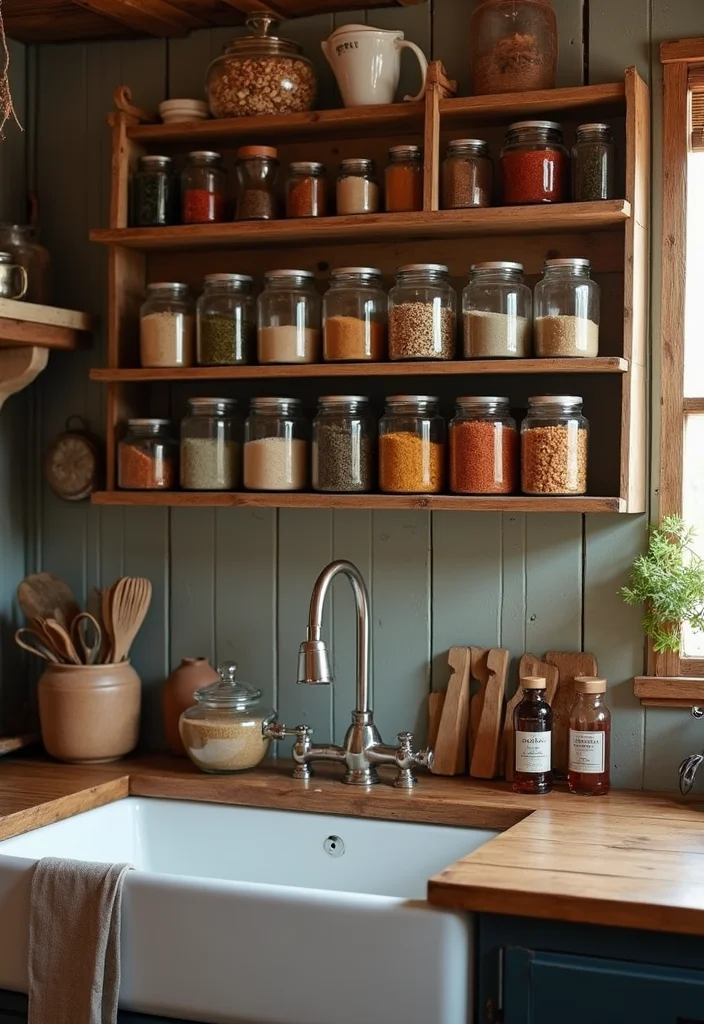 12 Above Kitchen Sink Ideas to Add Style and Function 45 12 Above Kitchen Sink Ideas to Add Style and Function - 5. Vintage Spice Rack