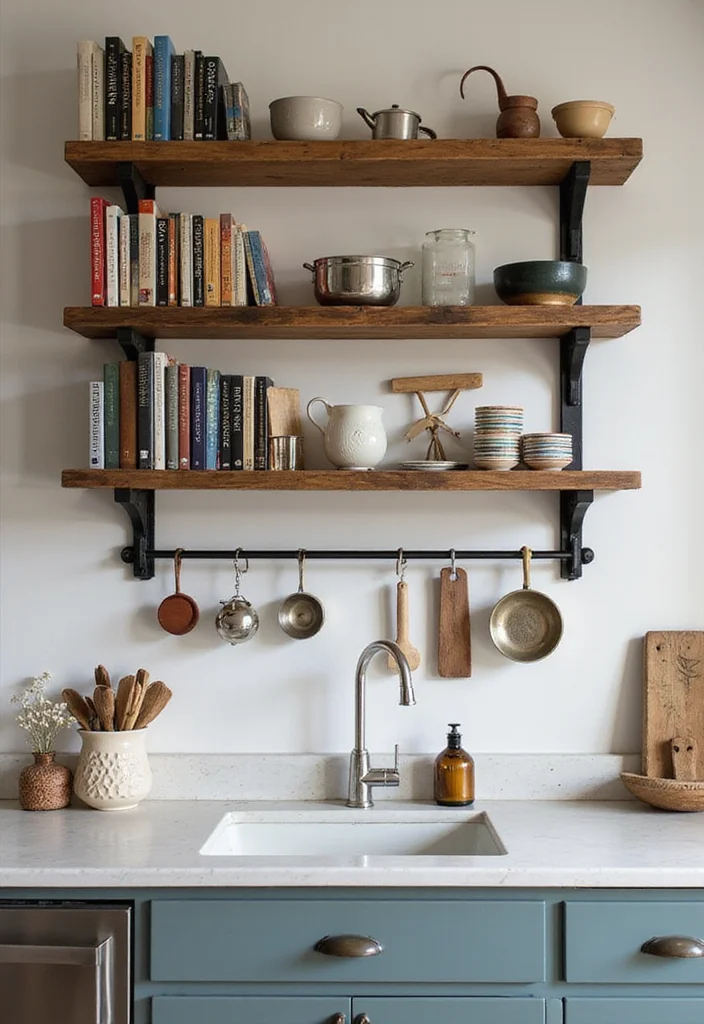 12 Above Kitchen Sink Ideas to Add Style and Function 78 12 Above Kitchen Sink Ideas to Add Style and Function - 8. Ladder Shelf for Kitchen Items