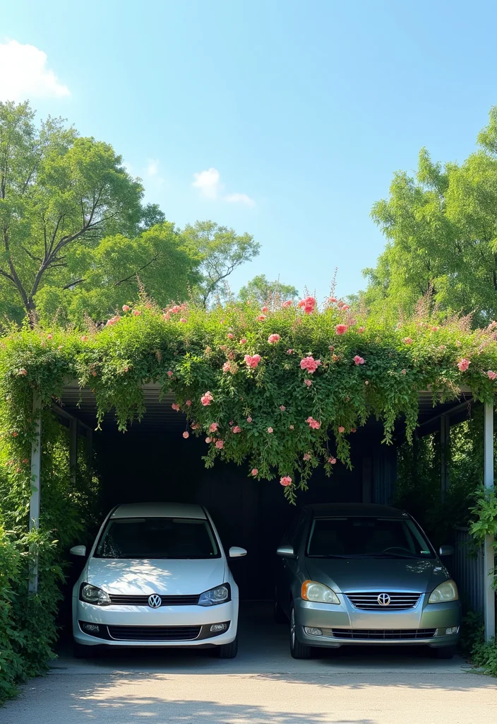 12 Backyard Carport Ideas for Practical Covered Parking 2. Green Roof Carports