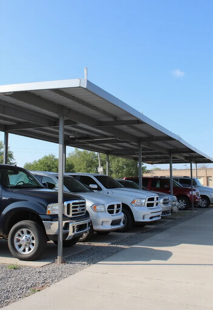 12 Backyard Carport Ideas for Practical Covered Parking 7. Metal Frame Carport