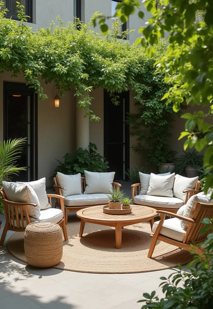 12 Backyard Extended Patio Ideas for Larger Gathering Space 34 12 Backyard Extended Patio Ideas for Larger Gathering Space - 4. Sustainable Outdoor Furniture Arrangements