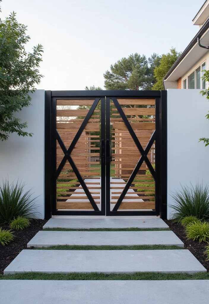 12 Backyard Fence Gate Ideas for Security and Style 45 12 Backyard Fence Gate Ideas for Security and Style - 5. Modern Geometric Designs