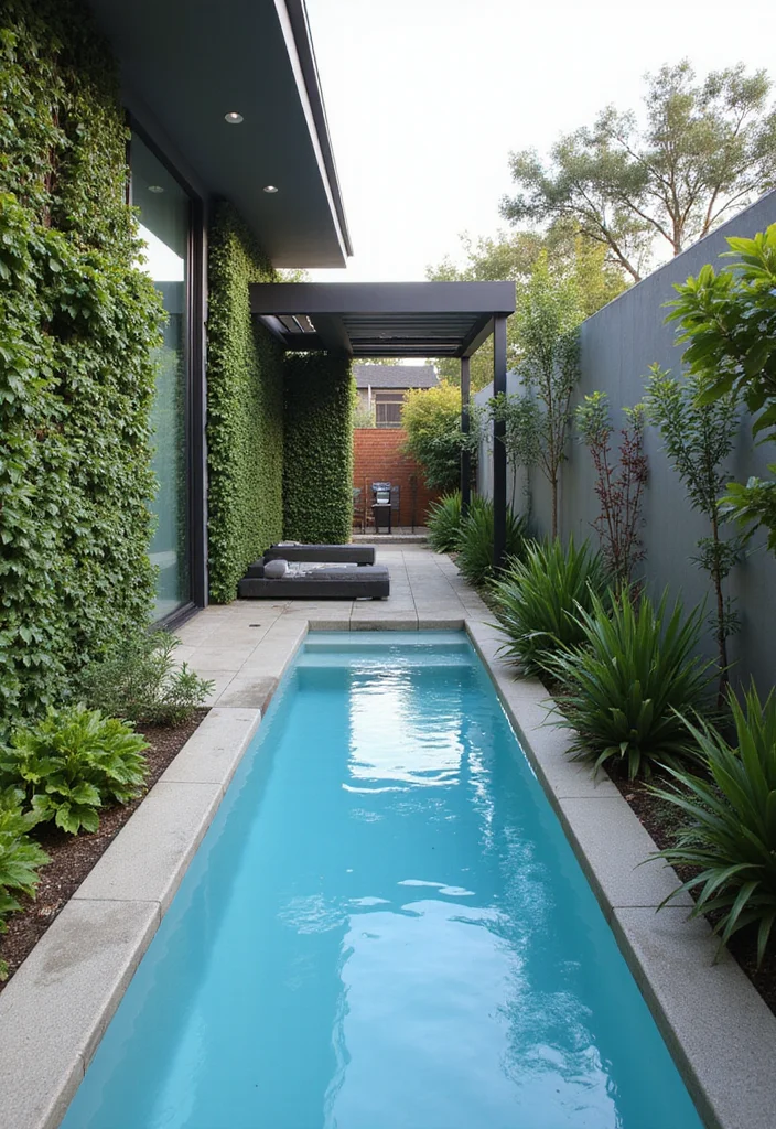 12 Backyard Lap Pool Ideas for Sleek Modern Swimming 12 12 Backyard Lap Pool Ideas for Sleek Modern Swimming - 2. Narrow Lap Pool Design
