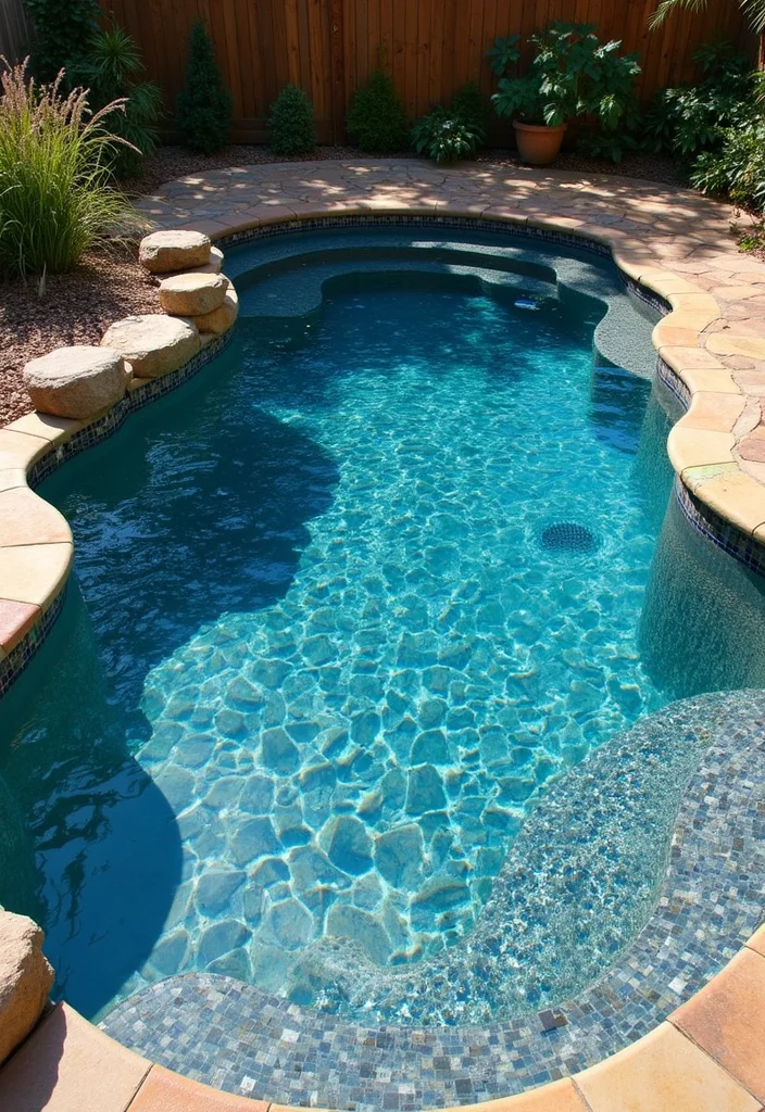 12 Backyard Lap Pool Ideas for Sleek Modern Swimming 67 12 Backyard Lap Pool Ideas for Sleek Modern Swimming - 7. Mosaic-Tiled Lap Pool