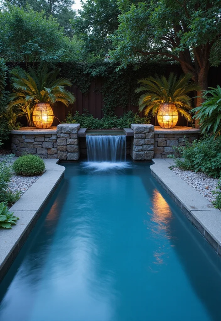 12 Backyard Lap Pool Ideas for Sleek Modern Swimming 78 12 Backyard Lap Pool Ideas for Sleek Modern Swimming - 8. Lap Pool with Water Features