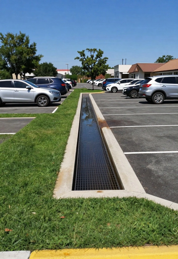 12 Backyard Parking Ideas for Organized Functional Layouts - 11. Integrated Water Drainage System