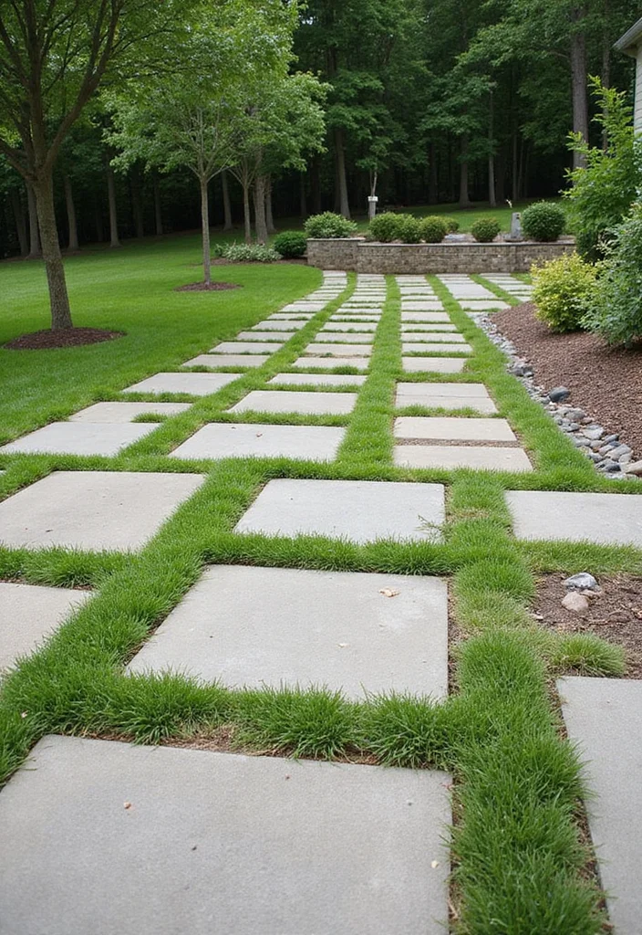12 Backyard Parking Ideas for Organized Functional Layouts - 3. Paver Stones with Grass Infill