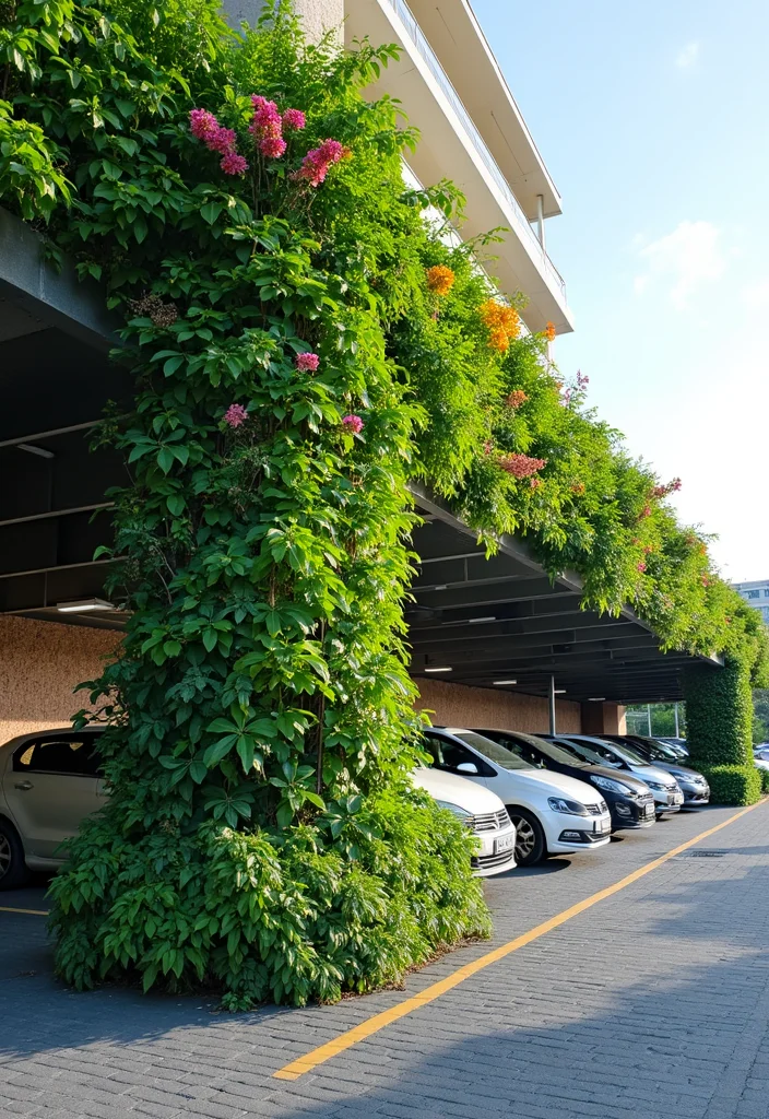 12 Backyard Parking Ideas for Organized Functional Layouts - 6. Vertical Garden Parking Separator