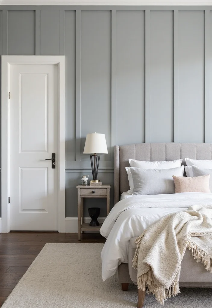 12 Bedroom Wainscoting Ideas for Added Depth and Style 23 12 Bedroom Wainscoting Ideas for Added Depth and Style - 3. Board and Batten for Modern Simplicity