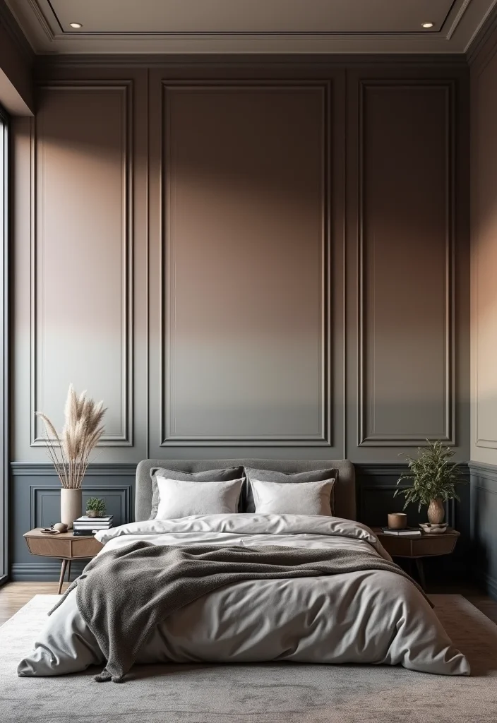 12 Bedroom Wainscoting Ideas for Added Depth and Style 56 12 Bedroom Wainscoting Ideas for Added Depth and Style - 6. Ombre-Styled Wainscoting for a Bold Statement