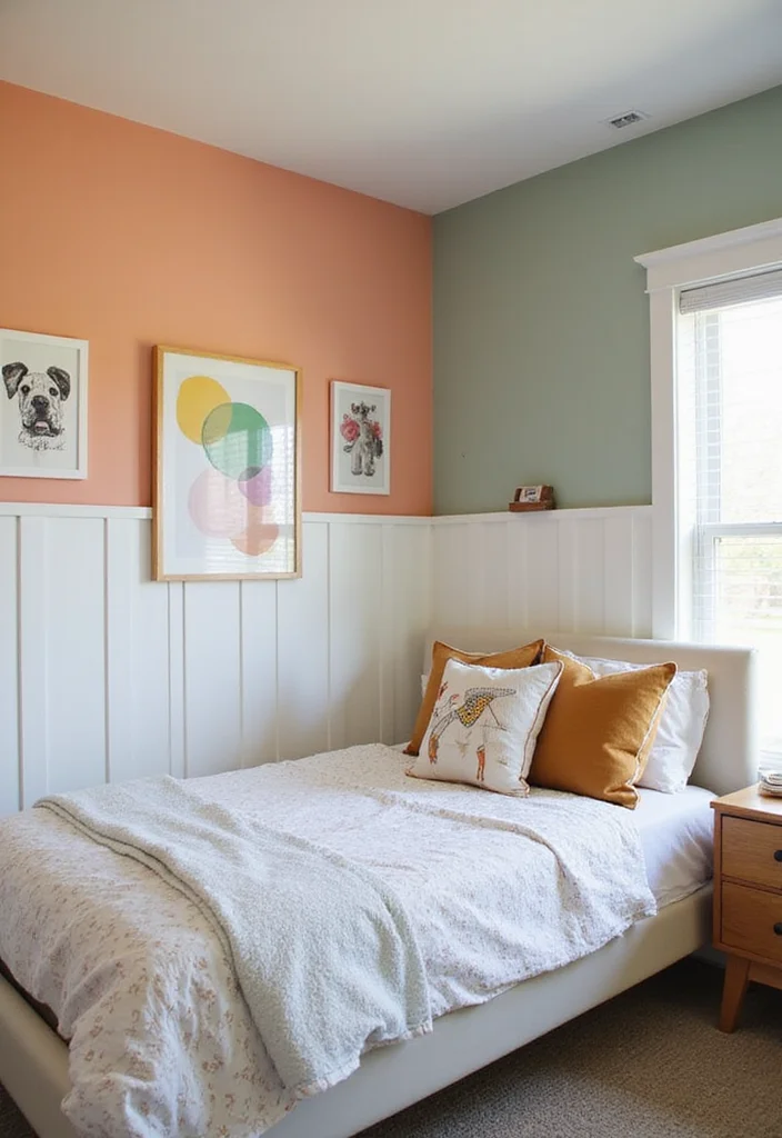 12 Bedroom Wainscoting Ideas for Added Depth and Style 78 12 Bedroom Wainscoting Ideas for Added Depth and Style - 8. Half-Wall Wainscoting for a Playful Touch