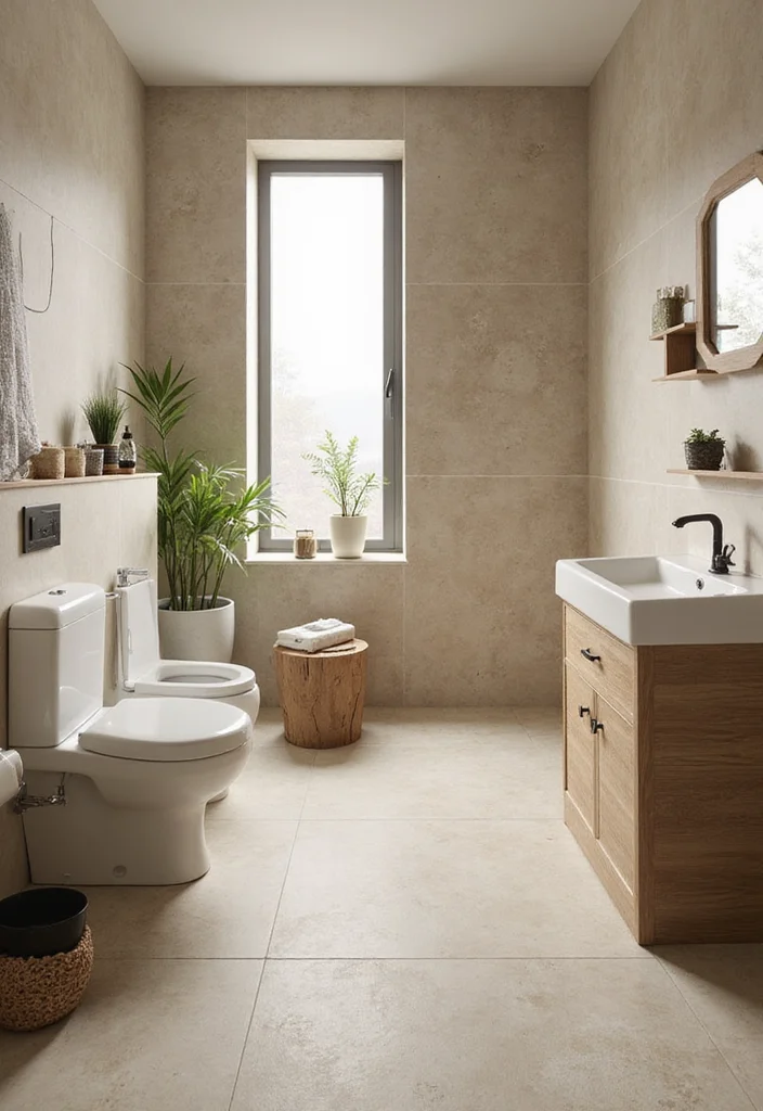 12 Beige Bathroom Tile Ideas for Soft Neutral Style - 12. Eco-Friendly Vinyl Tiles