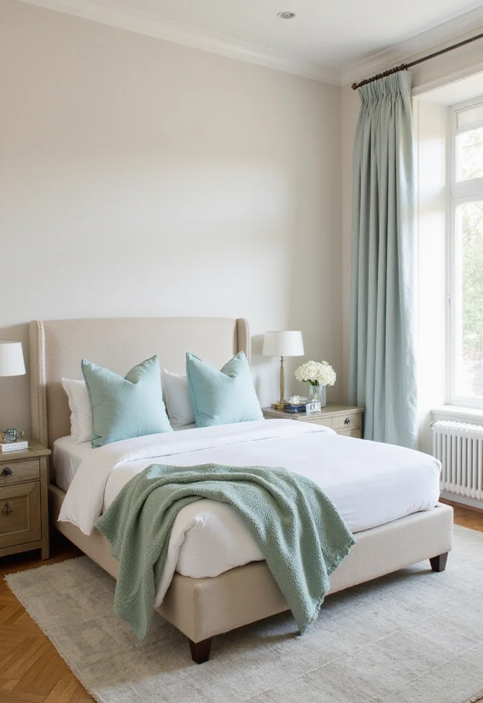 12 Beige and White Bedroom Ideas for Calm Neutral Comfort 111 12 Beige and White Bedroom Ideas for Calm Neutral Comfort - 11. Calming Color Accents