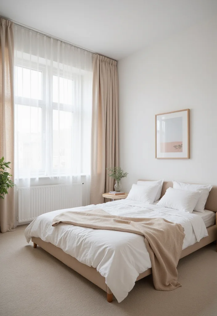 12 Beige and White Bedroom Ideas for Calm Neutral Comfort 23 12 Beige and White Bedroom Ideas for Calm Neutral Comfort - 3. Bright White Walls