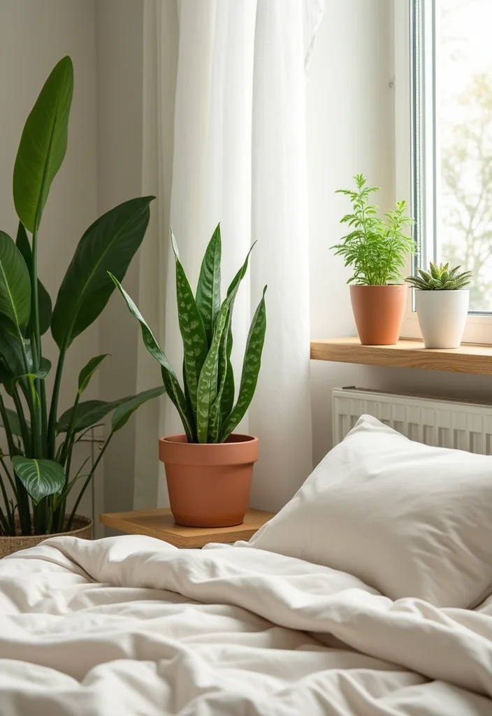 12 Beige and White Bedroom Ideas for Calm Neutral Comfort 67 12 Beige and White Bedroom Ideas for Calm Neutral Comfort - 7. Natural Greenery