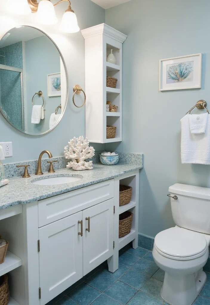 12 Blue Tile Bathroom Ideas for a Clean Coastal Feel - 10. Ocean-Inspired Accents