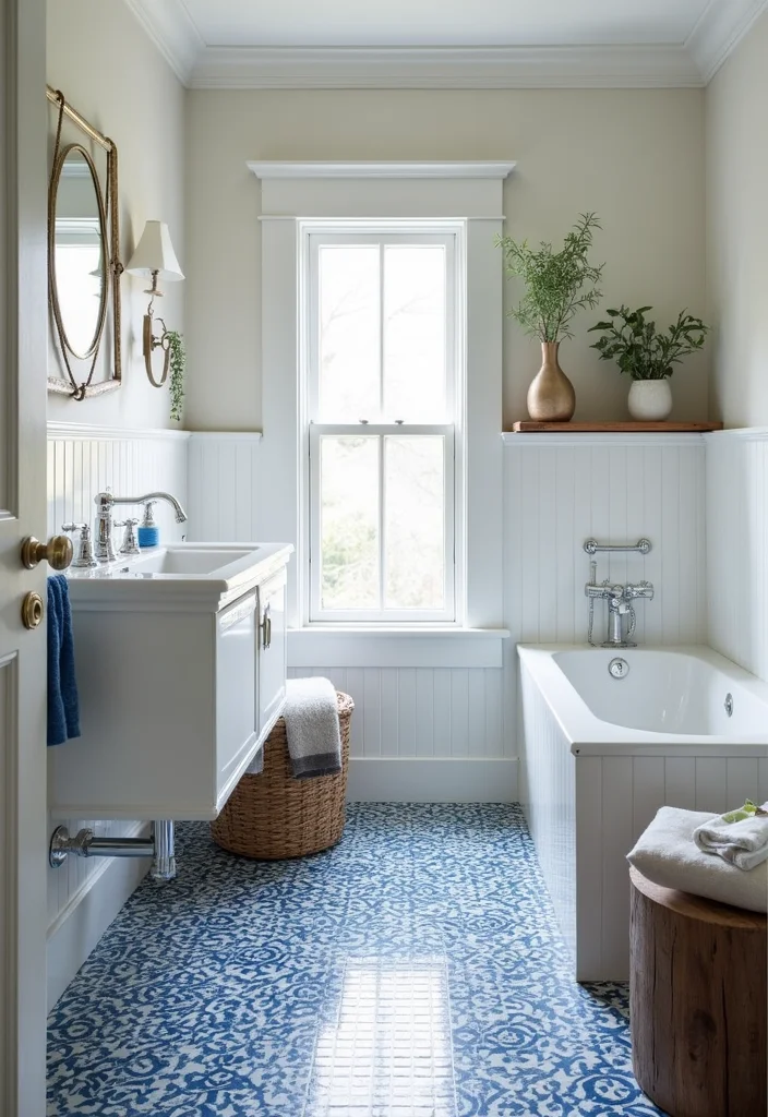 12 Blue Tile Bathroom Ideas for a Clean Coastal Feel - 3. Classic Blue and White Combo