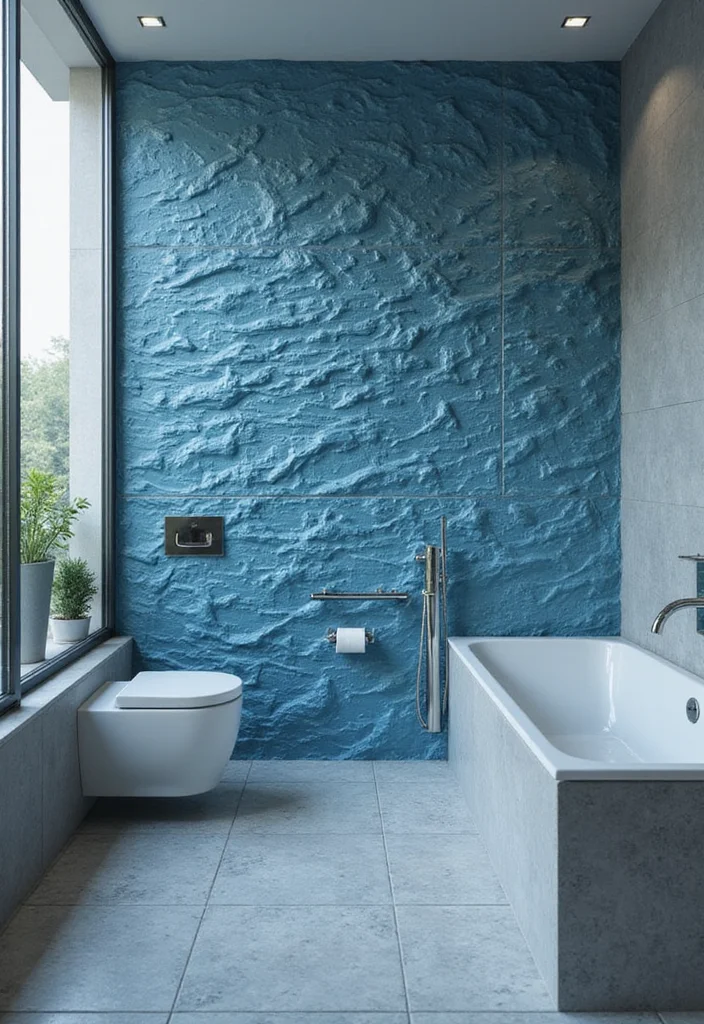 12 Blue Tile Bathroom Ideas for a Clean Coastal Feel - 4. Textured Tiles for Depth