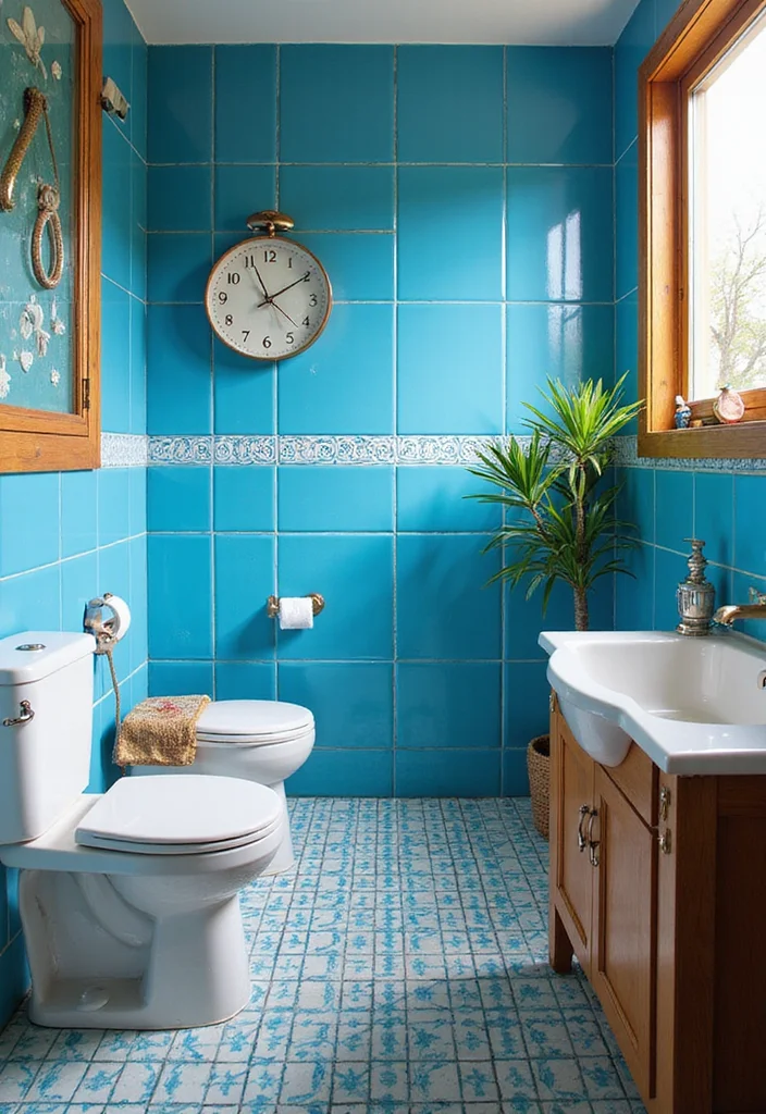 12 Blue Tile Bathroom Ideas for a Clean Coastal Feel - 5. Bright Cobalt for a Bold Statement