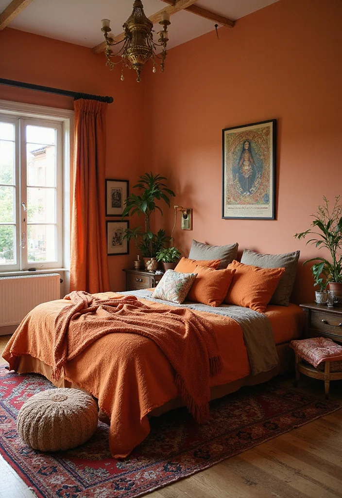 12 Burnt Orange Bedroom Ideas for Cozy Chic Interiors 122 12 Burnt Orange Bedroom Ideas for Cozy Chic Interiors - 12. Global Eclectic