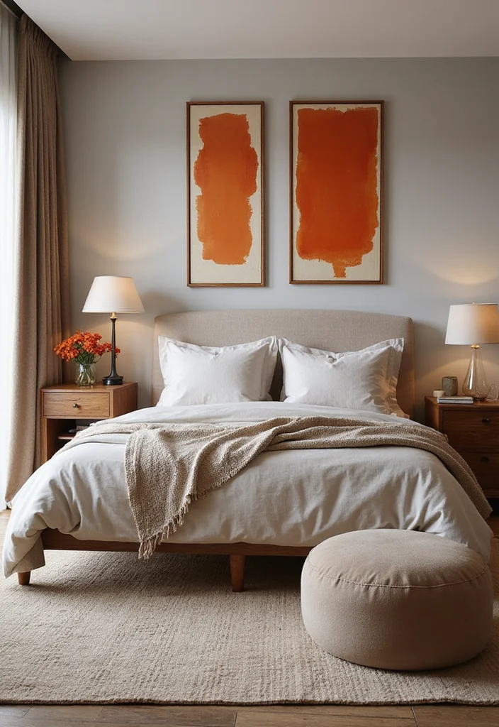 12 Burnt Orange Bedroom Ideas for Cozy Chic Interiors 67 12 Burnt Orange Bedroom Ideas for Cozy Chic Interiors - 7. Contemporary Fusion