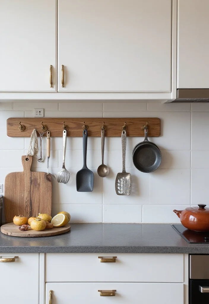 12 End of Kitchen Cabinet Ideas for Extra Storage Solutions - 10. Decorative Wall Hooks